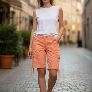 St. John's Bay Peach Cargo Shorts with Drawstring Hem